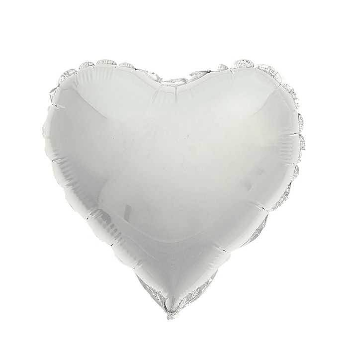 Шар фольгированный Сердце 9" Металл Серебро б/рис ФМ