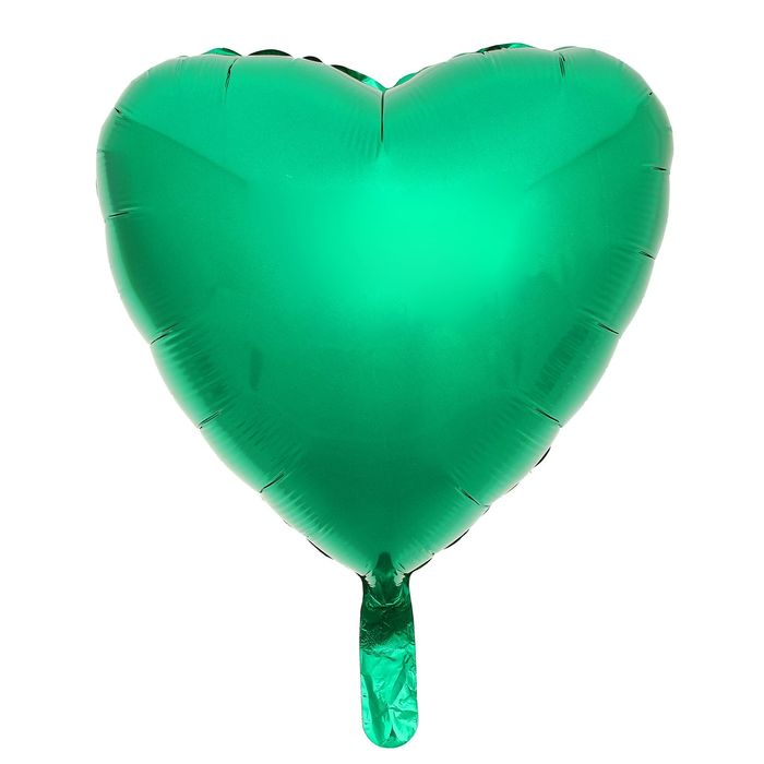Шар фольгированный 18", сердце, металл, цвет зелёный