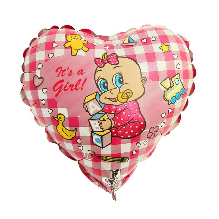 Шар фольгированный 9" "Младенец-девочка", сердце