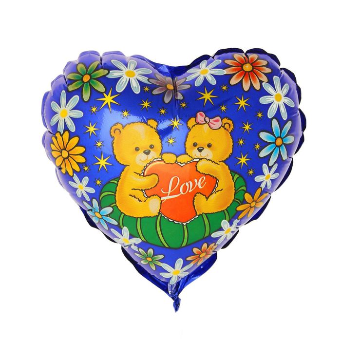 Шар фольгированный Сердце 9" Медвежата с Сердцем ФМ