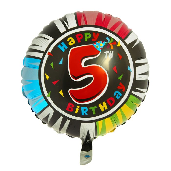 Шар фольгированный 18" Happy Birthday "Цифра 5", круг