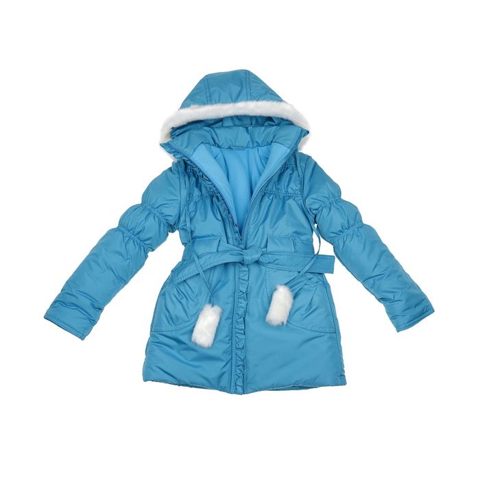Пальто для девочки "Рюши", рост 122 см, цвет бирюза