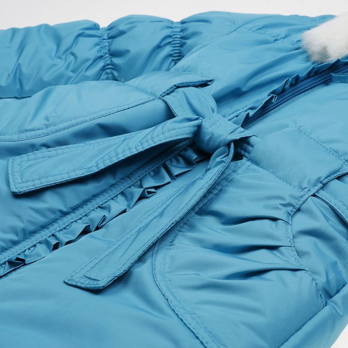 Пальто для девочки "Рюши", рост 122 см, цвет бирюза