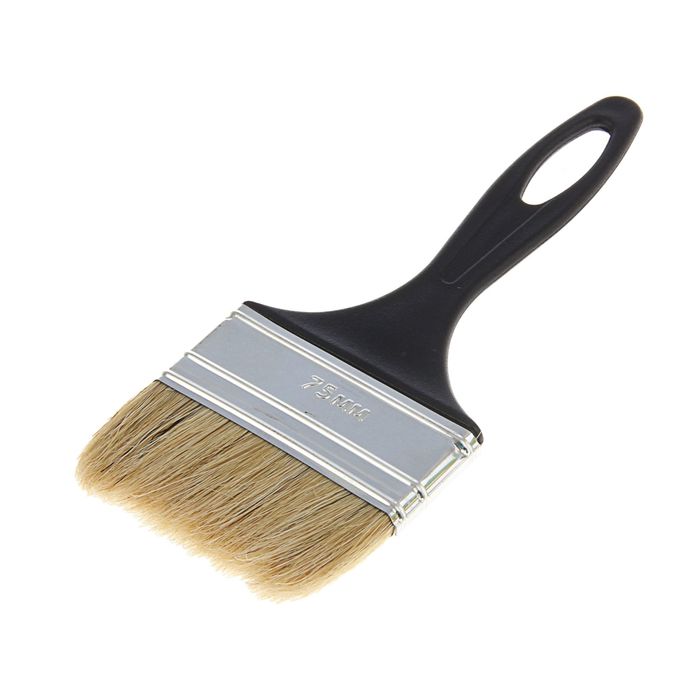 Кисть плоская "АКОР" Евро, 75х8 мм, ручка пластик, натуральная щетина