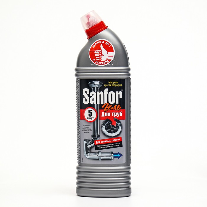 средство для прочистки канализационных труб turbo gel щелочное 5 кг clean Средство для прочистки канализационных труб Sanfor , 1000 мл