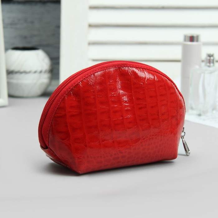 Косметичка простая на молнии, 1 отдел, цвет красный