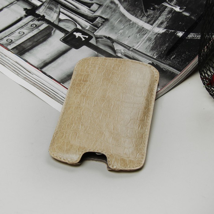 Чехол-кармашек "Norton" для телефона Samsung, рептилия, цвет бежевый