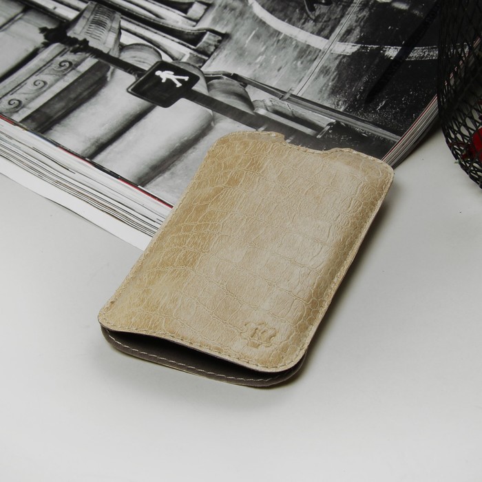 Чехол-кармашек "Norton" для телефона Samsung, рептилия, цвет бежевый