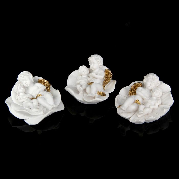 Сувенир "Спящие ангелочки в цветке с золотыми крыльями" МИКС