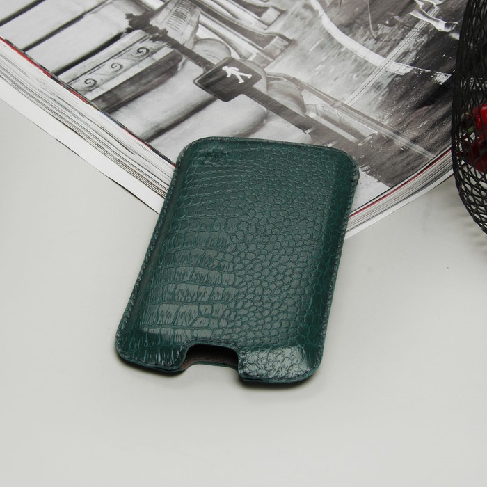 Чехол-кармашек "Norton" для телефона Samsung, рептилия, цвет зелёный