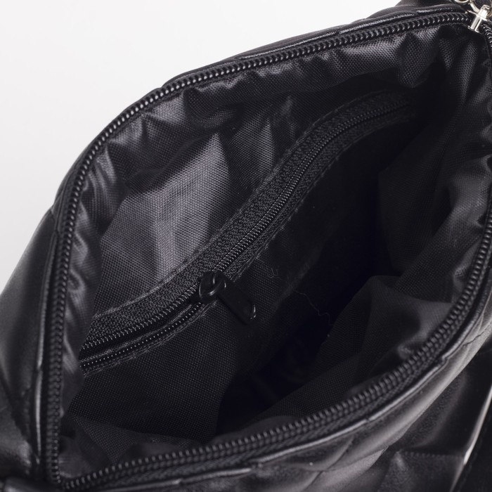 Сумка женская на молнии, 1 отделение, 1 наружный карман, длинный ремень, чёрная