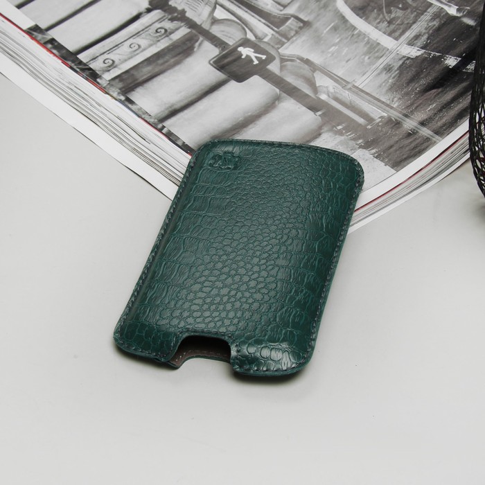 Чехол-кармашек "Norton" для телефона Samsung, рептилия, цвет зелёный