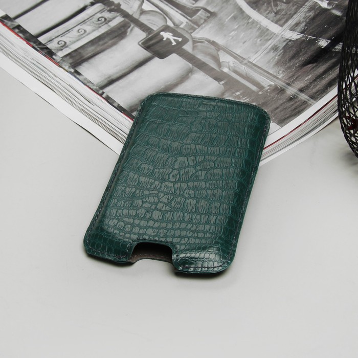 Чехол-кармашек "Norton" для телефона Samsung, рептилия, цвет зелёный