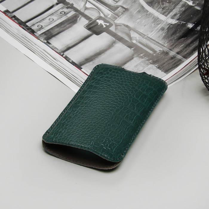 Чехол-кармашек "Norton" для телефона Samsung, рептилия, цвет зелёный