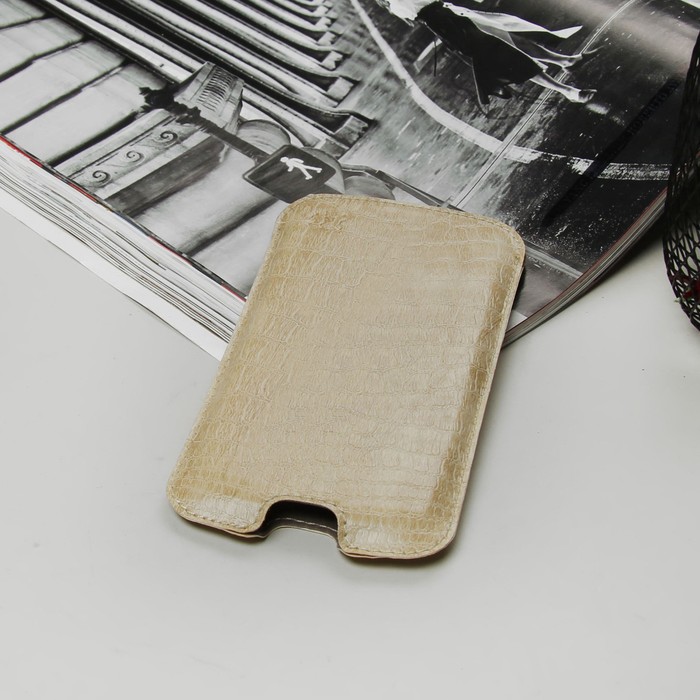 Чехол-кармашек "Norton" для телефона, рептилия, цвет бежевый