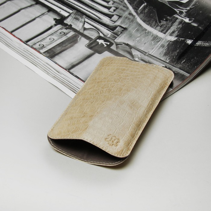 Чехол-кармашек "Norton" для телефона, рептилия, цвет бежевый