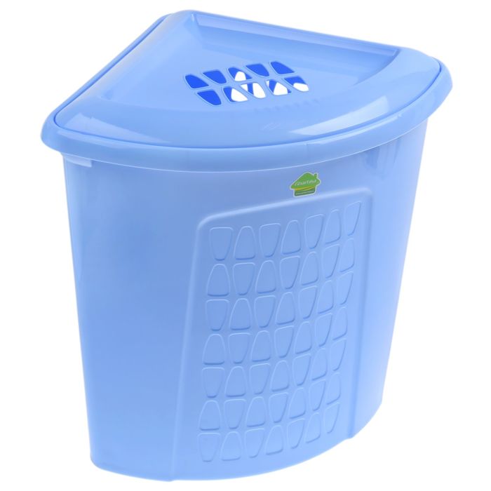 Корзина для белья угловая 50 л "Молетта", с крышкой, цвет голубой