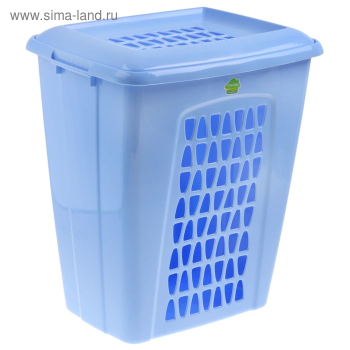 фото Корзина для белья с крышкой «молетта», 60 л, 48×37×55 см, цвет синий martika