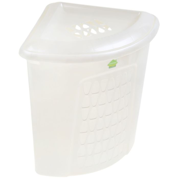 Корзина для белья угловая 50 л "Молетта", с крышкой, цвет перламутрово-белый
