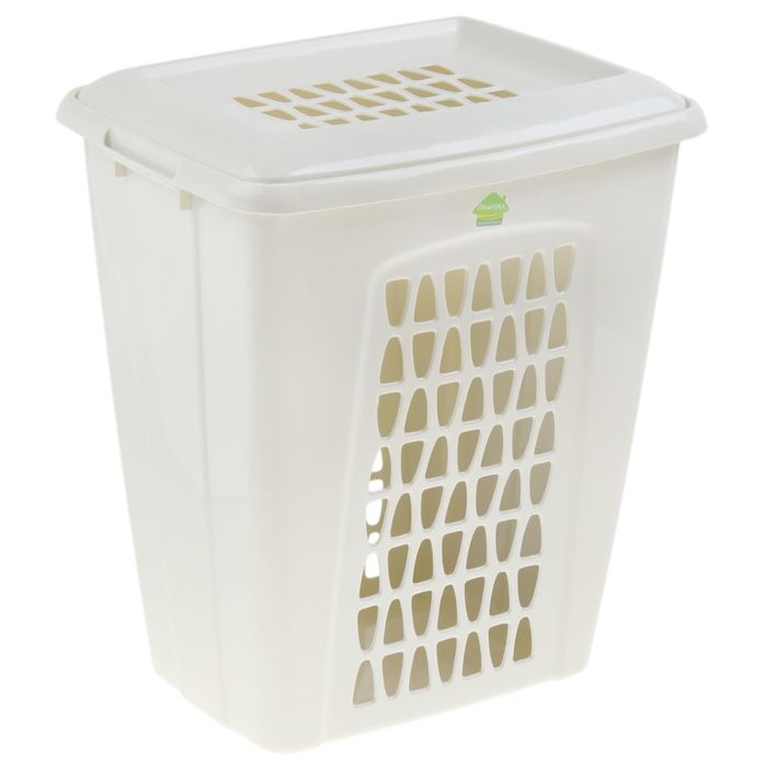 Корзина для белья прямоугольная 45 л "Молетта", с крышкой, цвет слоновая кость