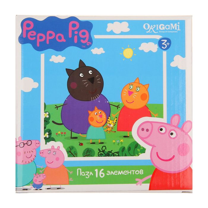 Пазлы Свинка Пеппа "Семья котиков", 16 элементов