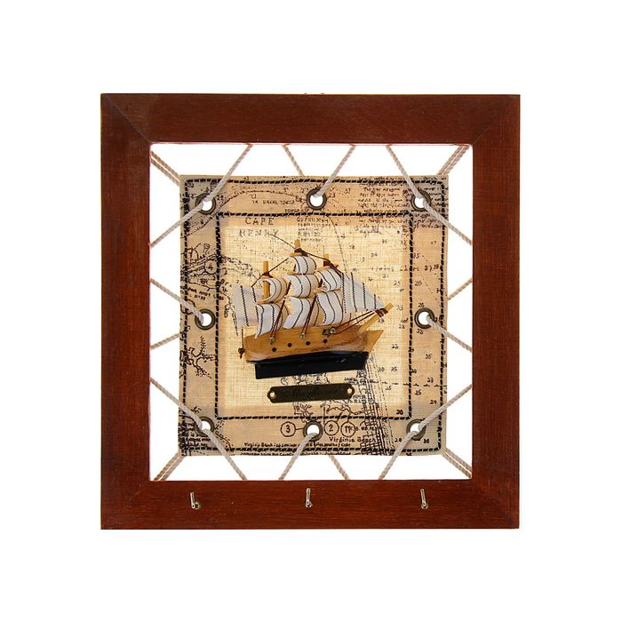 Картина «Корабль» в раме со шнуровкой, 20 х 20 х 2 см