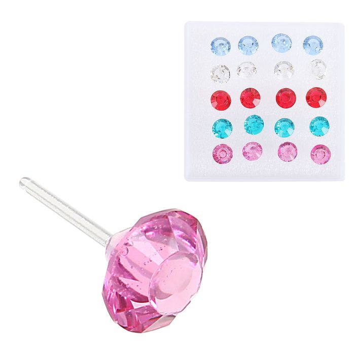 Пуcеты в коробочке 10 пар "Кристалл" на пластиковой ножке, цвет МИКС, d=0,7см