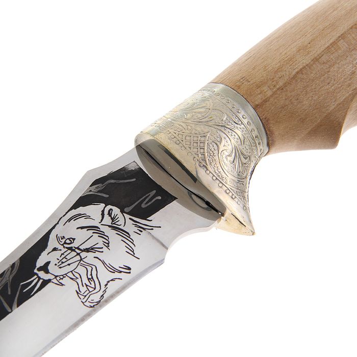 Нож "Клык-1" г. Кизляр с мельхиоровыми гардами, рукоять-дерево, сталь 65Х13