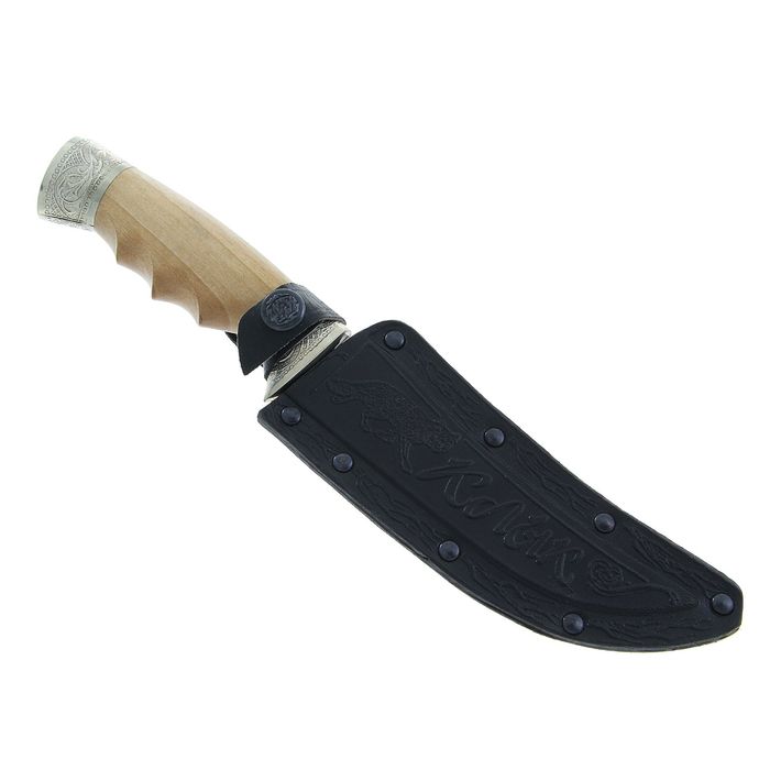Нож "Клык-1" г. Кизляр с мельхиоровыми гардами, рукоять-дерево, сталь 65Х13