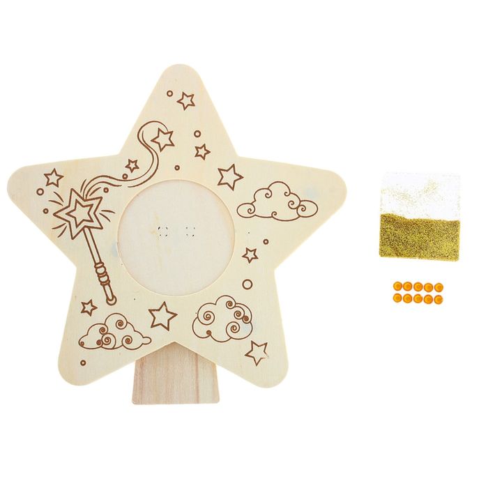 Роспись по дереву , фоторамка "Волшебство" на подставке, краски 3 × 2 мл, кисть, декор в пакете