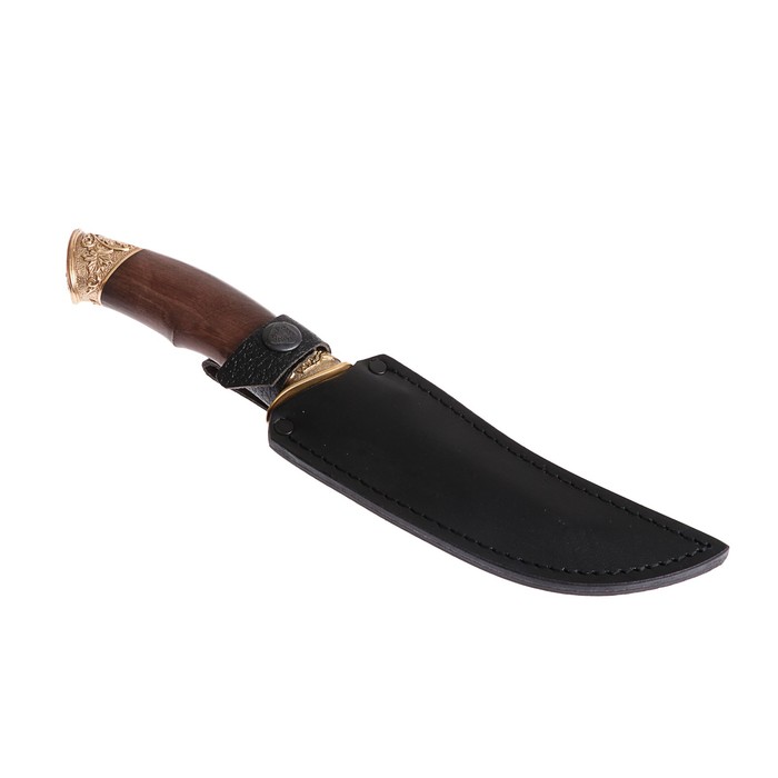 Нож "Тур" с литой гардой "Голова медведя" г. Кизляр, рукоять-дерево, сталь кованая Х12МФ