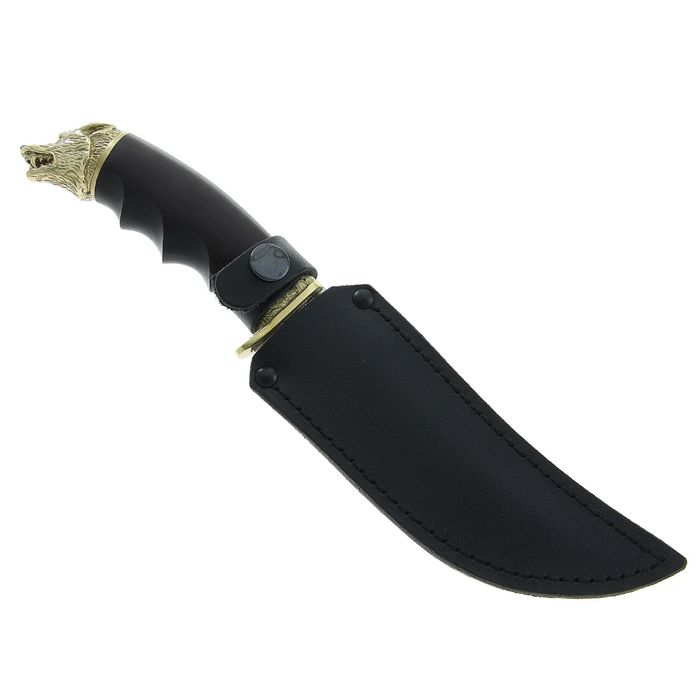 Нож "Тур" с литой гардой "Голова медведя" г. Кизляр, рукоять-дерево, сталь кованая Х12МФ