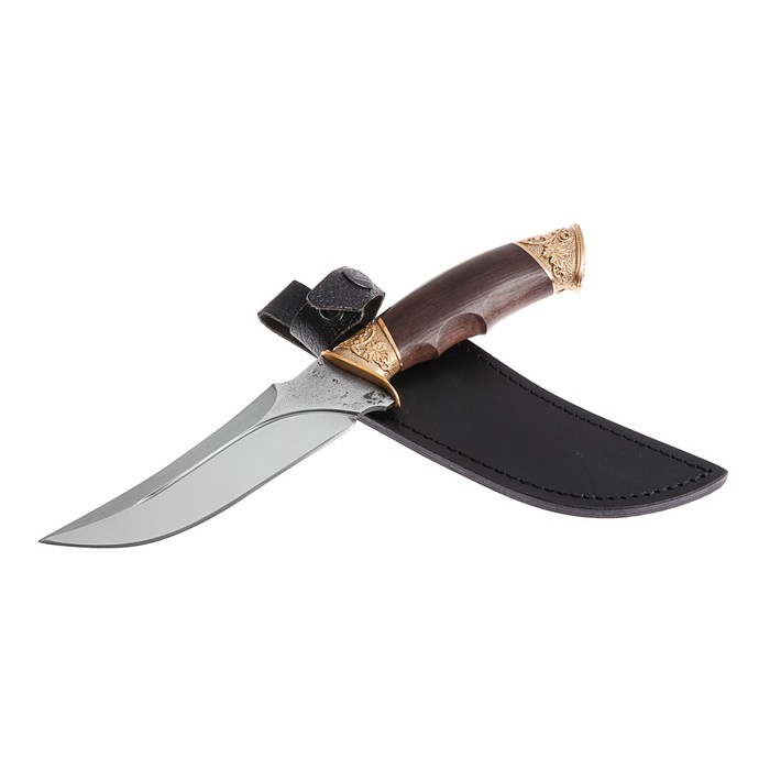 Нож "Тур" с литой гардой "Голова медведя" г. Кизляр, рукоять-дерево, сталь кованая Х12МФ