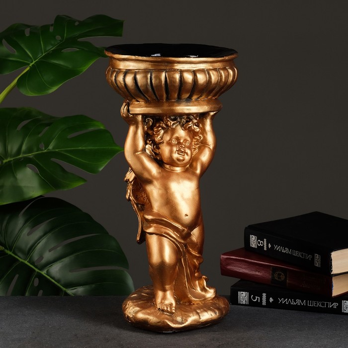 Фигурное кашпо "Ангел с чашей" бронза, кашпо 40х22 см