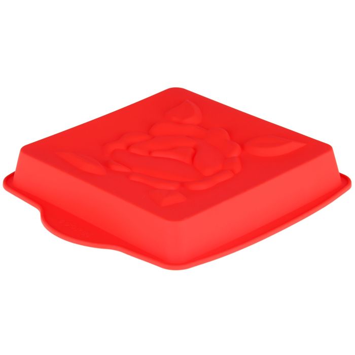 Форма для выпечки "Квадрат. Роза" с ручками 28х24х3,5 см, цвета МИКС