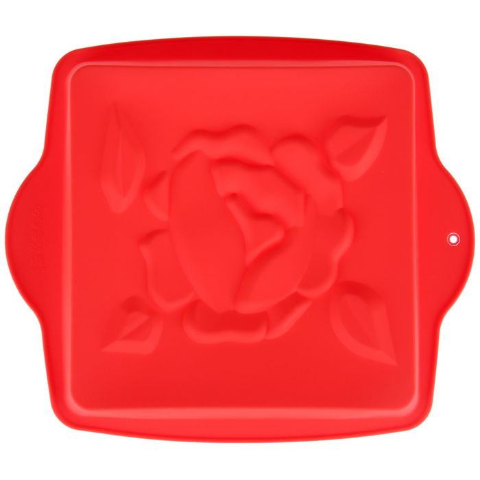 Форма для выпечки "Квадрат. Роза" с ручками 28х24х3,5 см, цвета МИКС