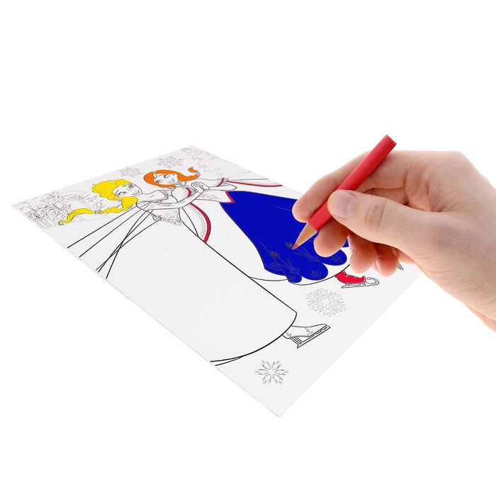 Раскраска по номерам "Эльза и Анна" (карандаши 10 шт., точилка, игра), 21*30 см