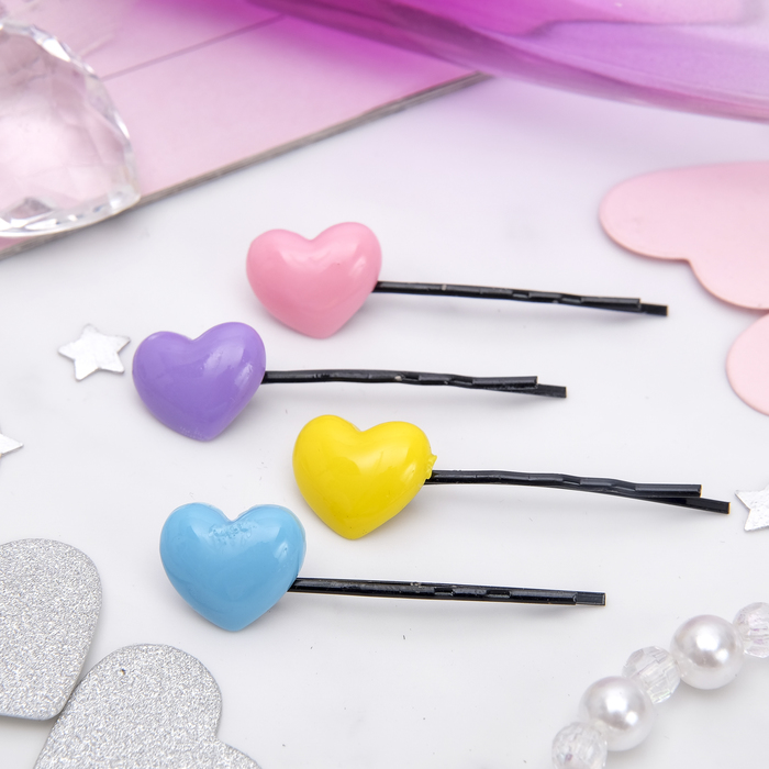 Невидимки для волос "Радуга" сердце (набор 20 шт.), микс