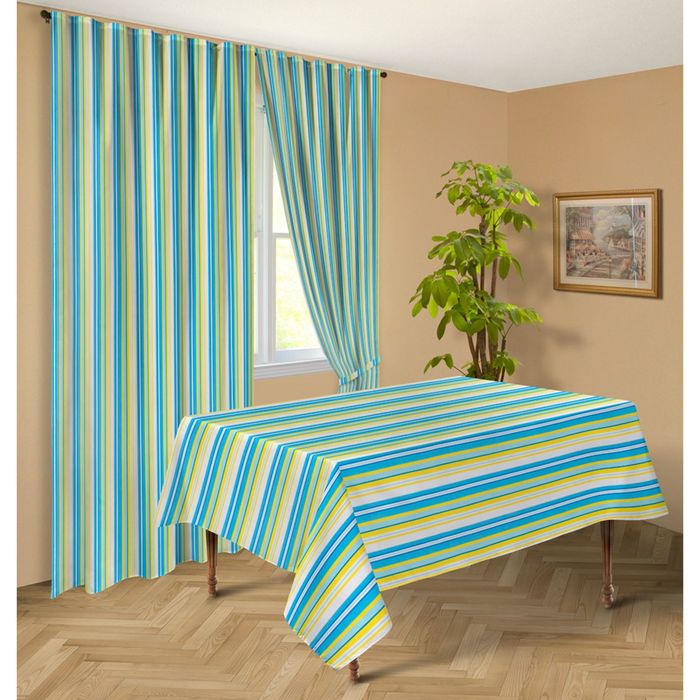 Комплект штор на шторной ленте "Жёлтая полоса", размер 140х220 см-2шт., габардин