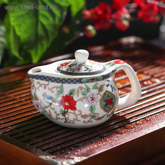 Чайник керамический заварочный с металлическим ситом «Цветы», 200 мл чайник керамический заварочный цветение роз 400 мл с металлическим ситом