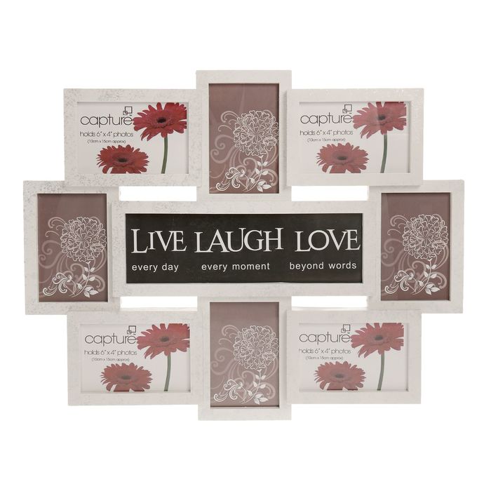 Фоторамка на 8 фото 10х15 см "Жизнь, смех, любовь" белая