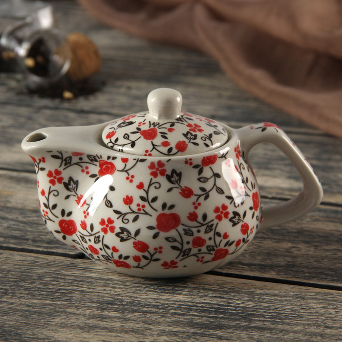 Чайник заварочный 250 мл "Цветочные мотивы", цвет розовый