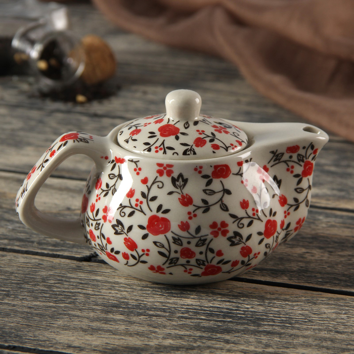 Чайник заварочный 250 мл "Цветочные мотивы", цвет розовый