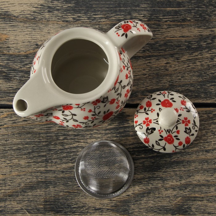 Чайник заварочный 250 мл "Цветочные мотивы", цвет розовый