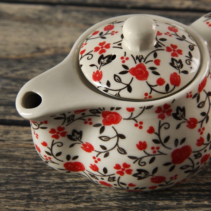 Чайник заварочный 250 мл "Цветочные мотивы", цвет розовый