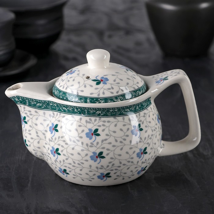 Чайник заварочный 250 мл "Цветочные мотивы", цвет синий