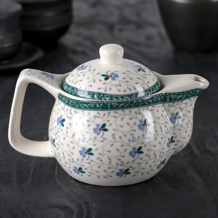 Чайник заварочный 250 мл "Цветочные мотивы", цвет синий
