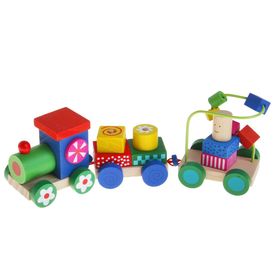 

Конструктор "Паровоз" 3 вагона с цветными объёмными фигурами и серпантинкой в пак.