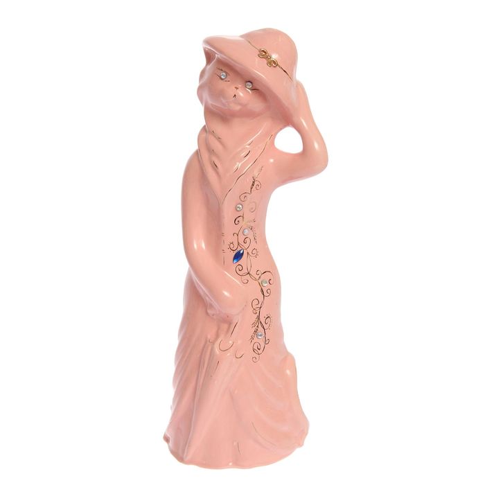 Копилка "Барышня в шляпе" малая, глазурь, розовая