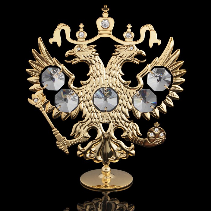 Сувенир «Герб России», 9,5×3×11 см, с кристаллами Сваровски